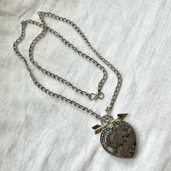 925 Rhodonite Heart Toggle Necklace Pendant